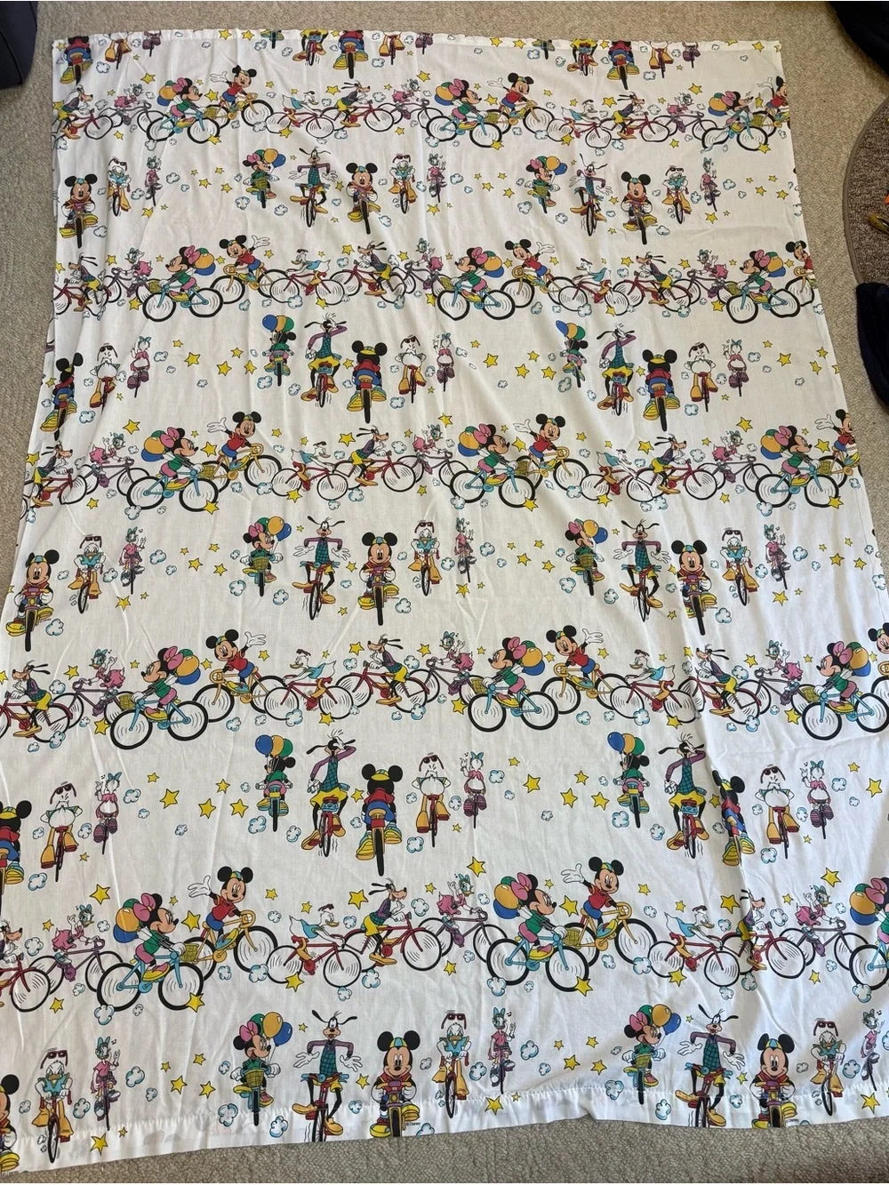 Vintage 1990’s Disney Mickey & Minnie Mouse Riding Bikes Bedding Sheet Set